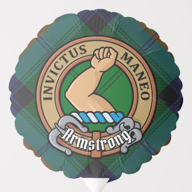 Clan Armstrong Crest over Tartan Balloon (Front)
