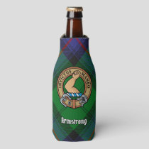 Clan Armstrong Crest over Tartan Bottle Cooler