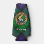 Clan Armstrong Crest over Tartan Bottle Cooler (Front)