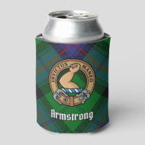 Clan Armstrong Crest over Tartan Can Cooler
