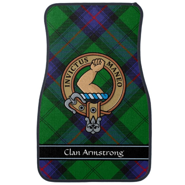 Clan Armstrong Crest over Tartan Car Floor Mat (Front)