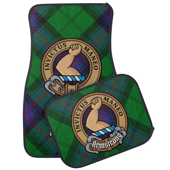 Clan Armstrong Crest over Tartan Car Floor Mat (Set)