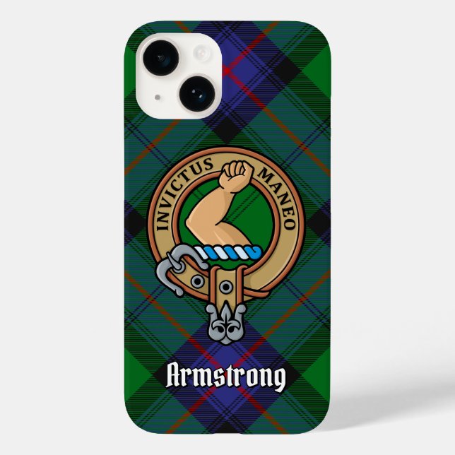 Clan Armstrong Crest over Tartan Case-Mate iPhone Case (Back)
