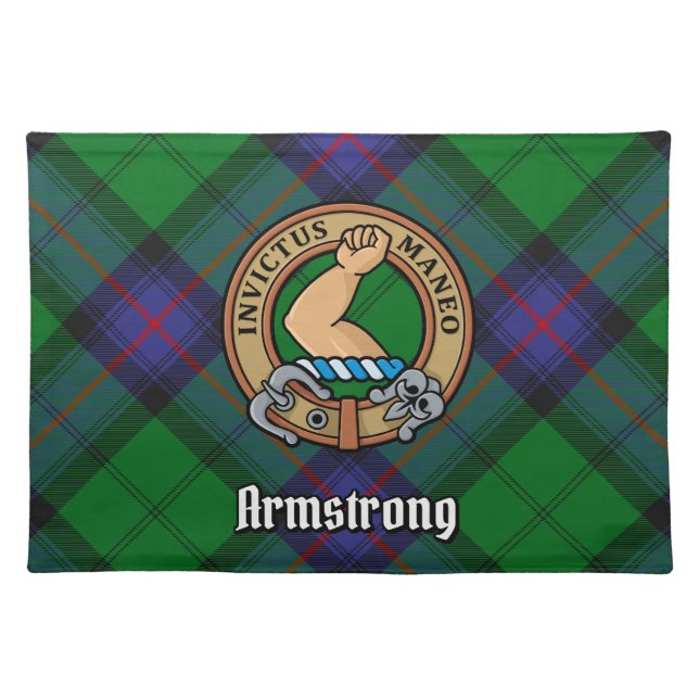 Clan Armstrong Crest over Tartan Cloth Placemat (Front)