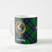 Clan Armstrong Crest over Tartan Coffee Mug (Front Left)