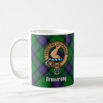 Clan Armstrong Crest over Tartan Coffee Mug