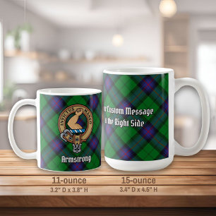 Clan Armstrong Crest over Tartan Coffee Mug