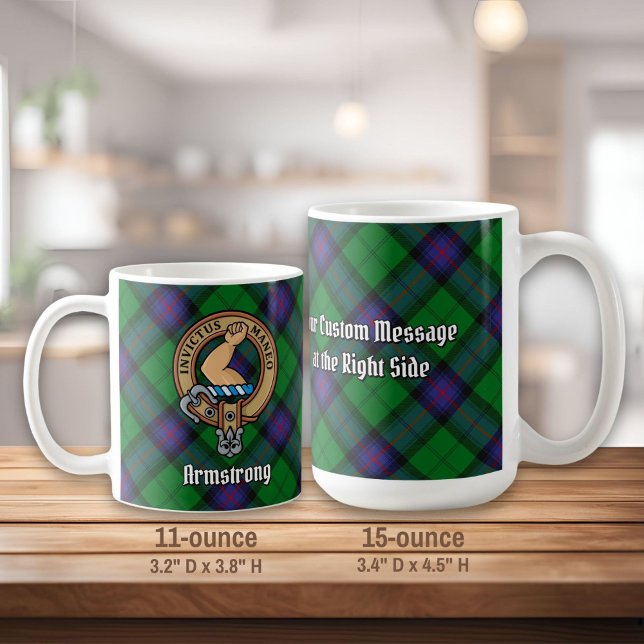 Clan Armstrong Crest over Tartan Coffee Mug (Creator Uploaded)