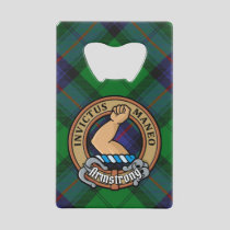 Clan Armstrong Crest over Tartan Credit Card Bottle Opener