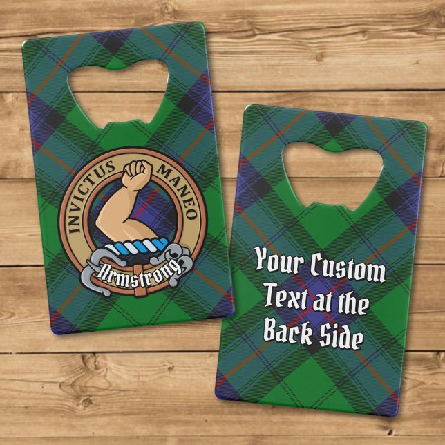 Clan Armstrong Crest over Tartan Credit Card Bottle Opener (Creator Uploaded)