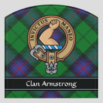 Clan Armstrong Crest over Tartan Door Sign