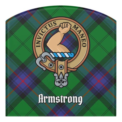 Clan Armstrong Crest over Tartan Door Sign