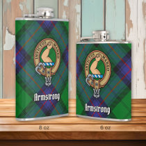 Clan Armstrong Crest over Tartan Flask
