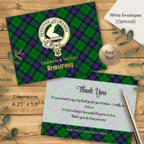 Clan Armstrong Crest over Tartan Foil Invitation Postcard