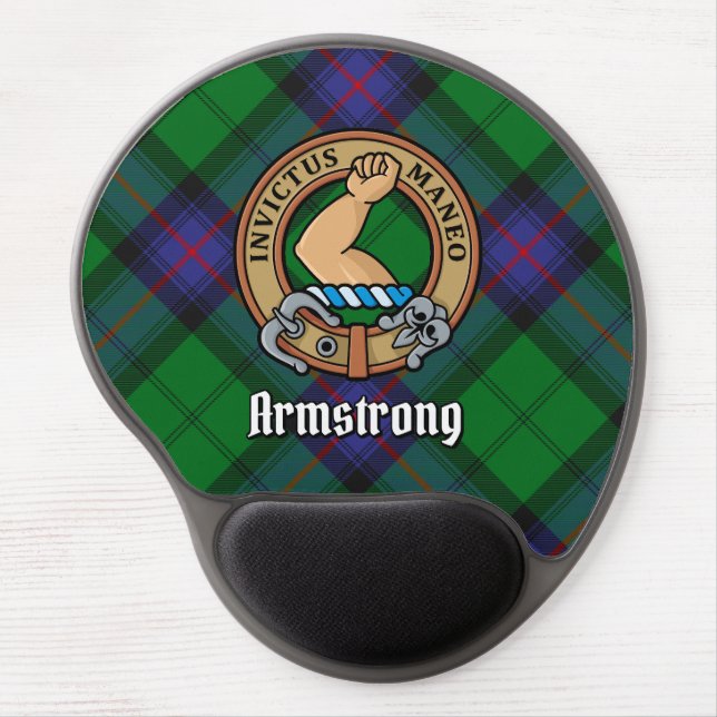 Clan Armstrong Crest over Tartan Gel Mouse Pad (Front)