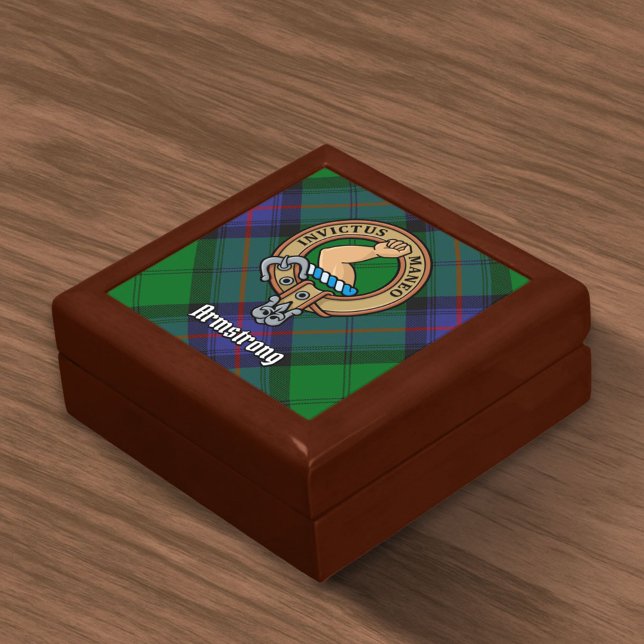 Clan Armstrong Crest over Tartan Gift Box (Creator Uploaded)