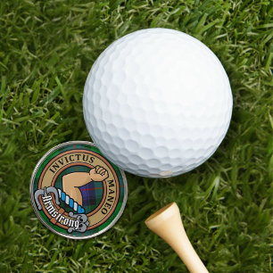 Clan Armstrong Crest over Tartan Golf Ball Marker