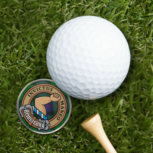 Clan Armstrong Crest over Tartan Golf Ball Marker (Creator Uploaded)