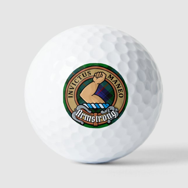 Clan Armstrong Crest over Tartan Golf Balls (Front)