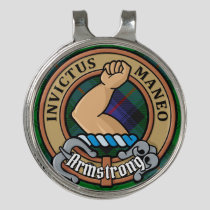 Clan Armstrong Crest over Tartan Golf Hat Clip