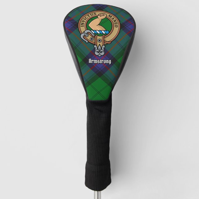 Clan Armstrong Crest over Tartan Golf Head Cover (Front)