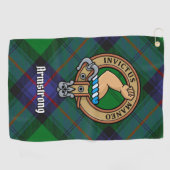 Clan Armstrong Crest over Tartan Golf Towel (Horizontal)