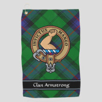 Clan Armstrong Crest over Tartan Golf Towel