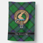Clan Armstrong Crest over Tartan House Flag (Front)