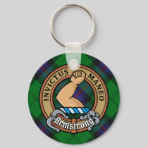 Clan Armstrong Crest over Tartan Keychain