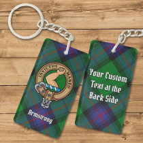 Clan Armstrong Crest over Tartan Keychain
