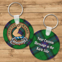 Clan Armstrong Crest over Tartan Keychain