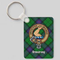 Clan Armstrong Crest over Tartan Keychain
