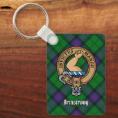 Clan Armstrong Crest over Tartan Keychain (Front)