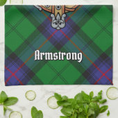 Clan Armstrong Crest over Tartan Kitchen Towel (Folded)