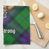 Clan Armstrong Crest over Tartan Kitchen Towel (Quarter Fold)