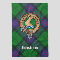 Clan Armstrong Crest over Tartan Kitchen Towel