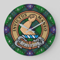 Clan Armstrong Crest over Tartan Large Clock