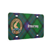 Clan Armstrong Crest over Tartan License Plate (Right)