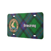 Clan Armstrong Crest over Tartan License Plate (Left)