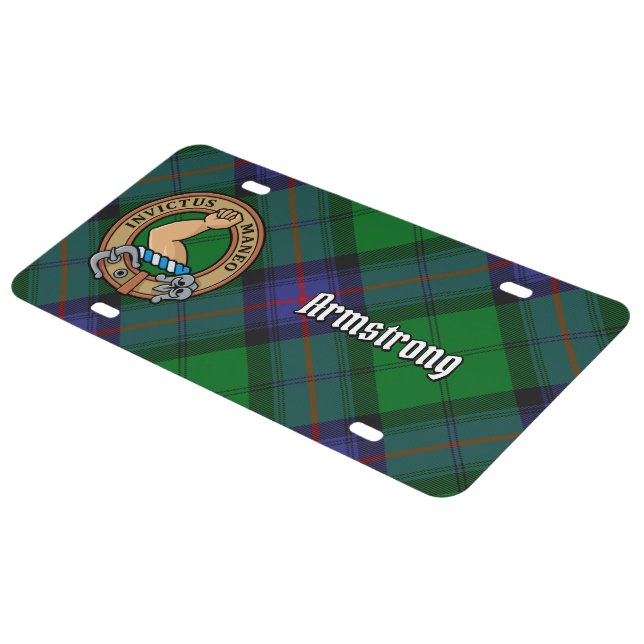 Clan Armstrong Crest over Tartan License Plate (Side)