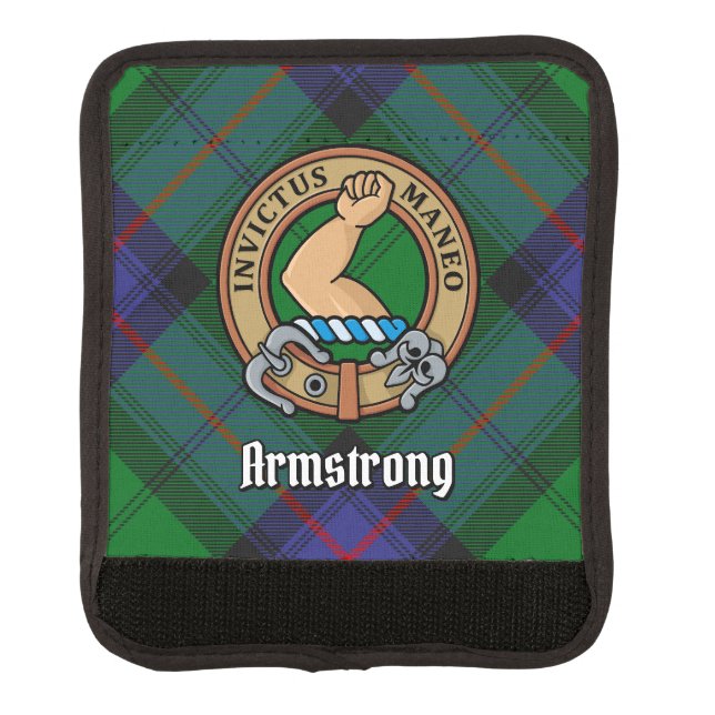 Clan Armstrong Crest over Tartan Luggage Handle Wrap (Front)