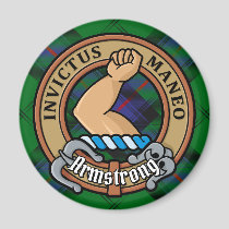 Clan Armstrong Crest over Tartan Magnet