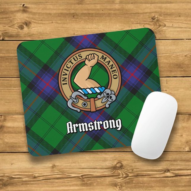 Clan Armstrong Crest over Tartan Mouse Pad (Creator Uploaded)