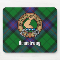 Clan Armstrong Crest over Tartan Mouse Pad