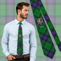 Clan Armstrong Crest over Tartan Neck Tie