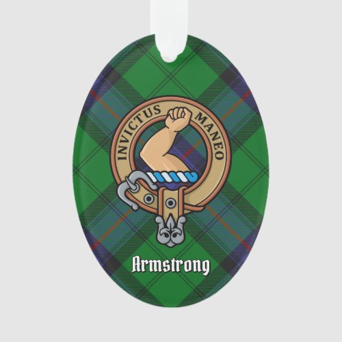 Clan Armstrong Crest over Tartan Ornament
