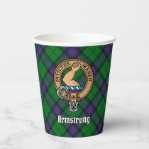 Clan Armstrong Crest over Tartan Paper Cups