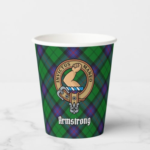 Clan Armstrong Crest over Tartan Paper Cups