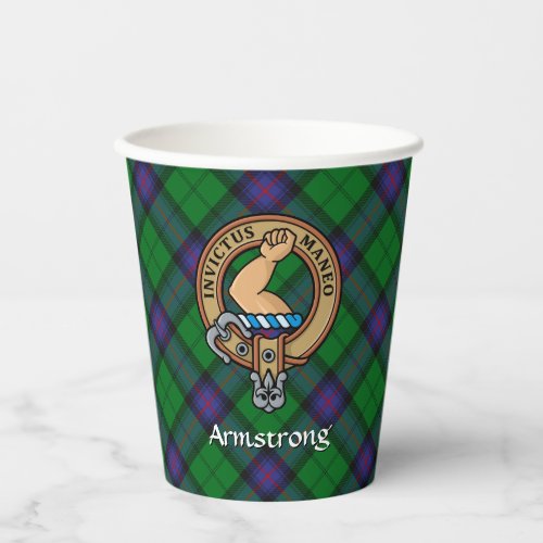 Clan Armstrong Crest over Tartan Paper Cups