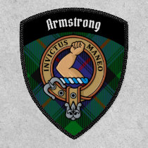 Clan Armstrong Crest over Tartan Patch